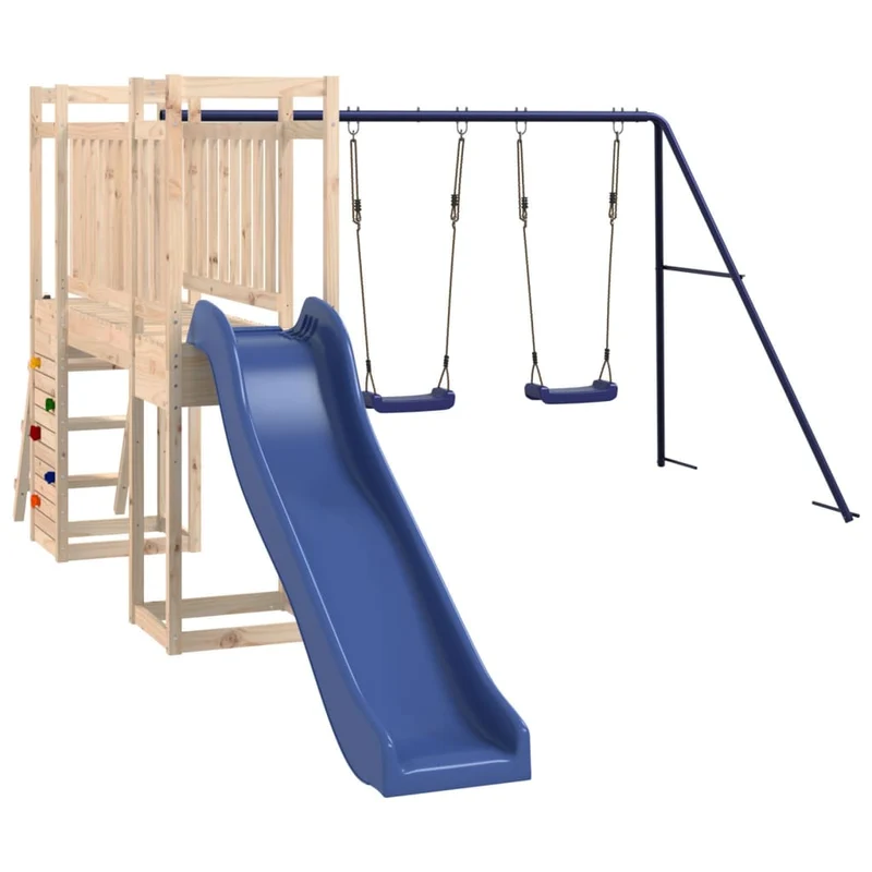 Aire de jeux d'extérieur balançoires toboggan portiques robuste jeux jardin 308 x 461 x 169 cm bois de pin massif 02_0004897