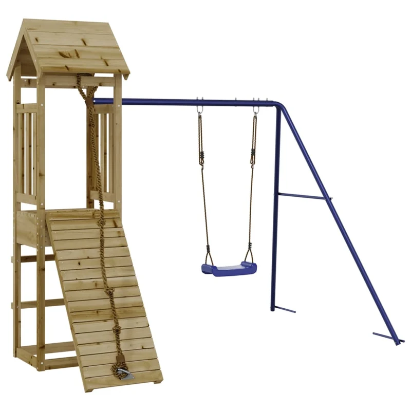 Aire de jeux d'extérieur balançoires toboggan portiques robuste jeux jardin 238 x 196 x 207 cm bois de pin imprégné 02_0004713