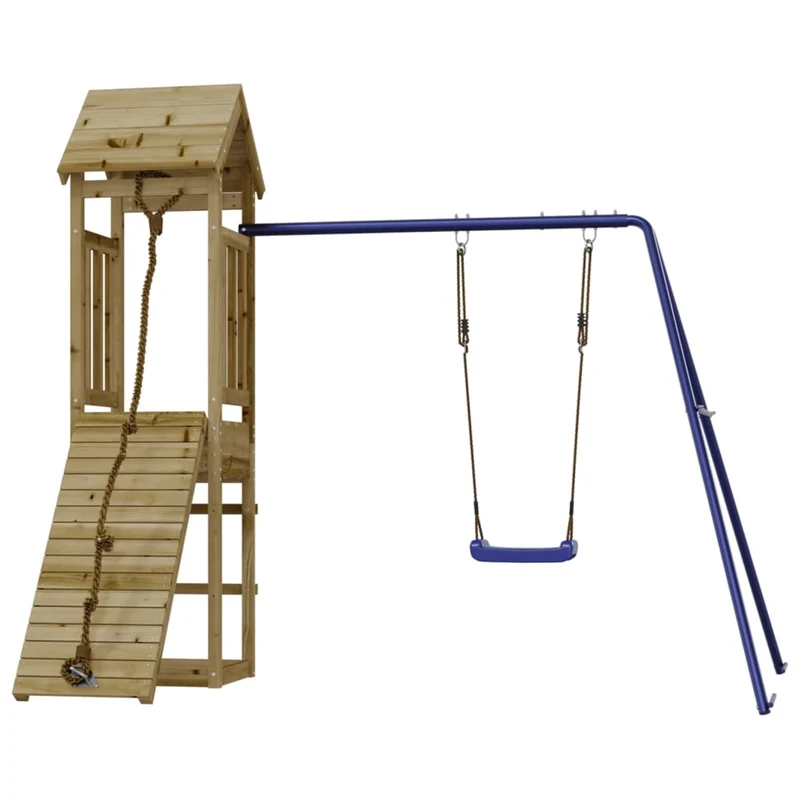 Aire de jeux d'extérieur balançoires toboggan portiques robuste jeux jardin 238 x 196 x 207 cm bois de pin imprégné 02_0004713