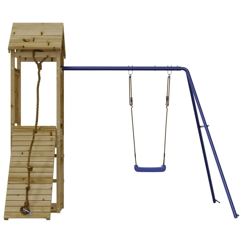 Aire de jeux d'extérieur balançoires toboggan portiques robuste jeux jardin 238 x 196 x 207 cm bois de pin imprégné 02_0004713