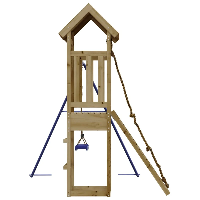 Aire de jeux d'extérieur balançoires toboggan portiques robuste jeux jardin 238 x 196 x 207 cm bois de pin imprégné 02_0004713