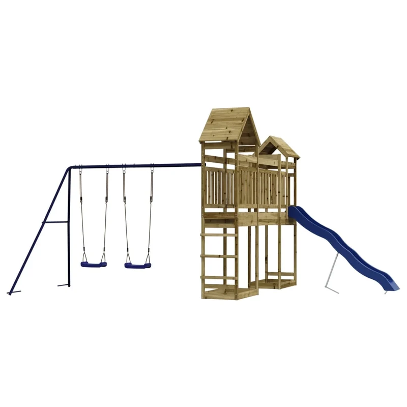 Aire de jeux d'extérieur balançoires toboggan portiques robuste jeux jardin 492 x 358 x 238 cm bois de pin imprégné 02_0004702