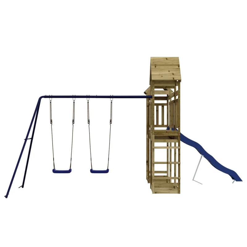 Aire de jeux d'extérieur balançoires toboggan portiques robuste jeux jardin 492 x 358 x 238 cm bois de pin imprégné 02_0004702