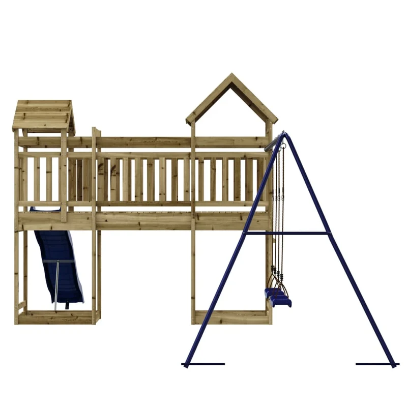 Aire de jeux d'extérieur balançoires toboggan portiques robuste jeux jardin 492 x 358 x 238 cm bois de pin imprégné 02_0004702