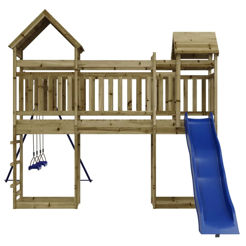 Aire de jeux d'extérieur balançoires toboggan portiques robuste jeux jardin 492 x 358 x 238 cm bois de pin imprégné 02_0004702