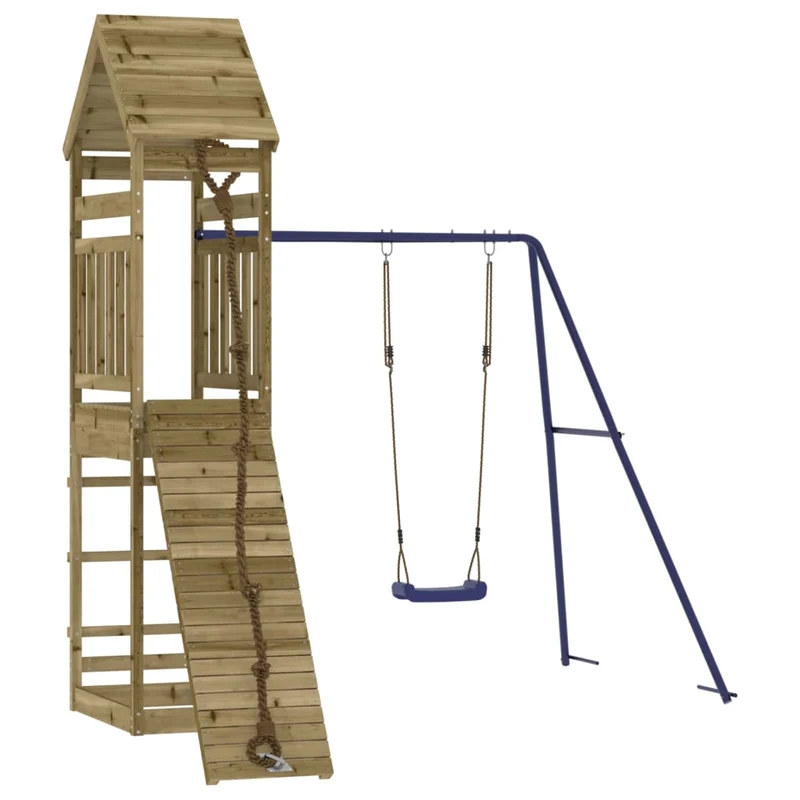 Aire de jeux d'extérieur balançoires toboggan portiques robuste jeux jardin 245 x 256 x 264 cm bois de pin imprégné 02_0004696