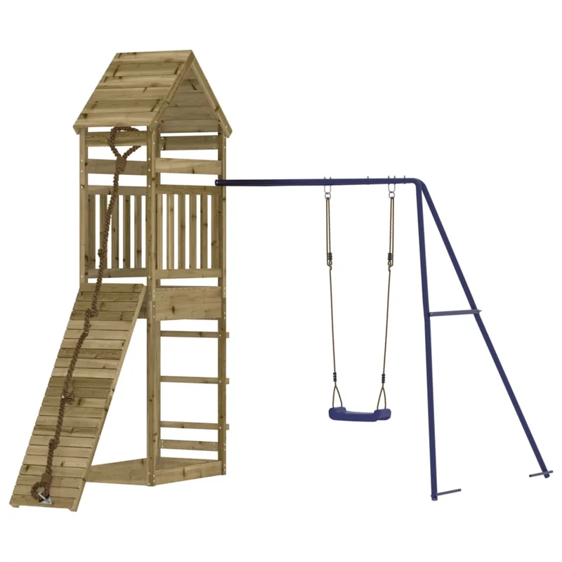 Aire de jeux d'extérieur balançoires toboggan portiques robuste jeux jardin 245 x 256 x 264 cm bois de pin imprégné 02_0004696