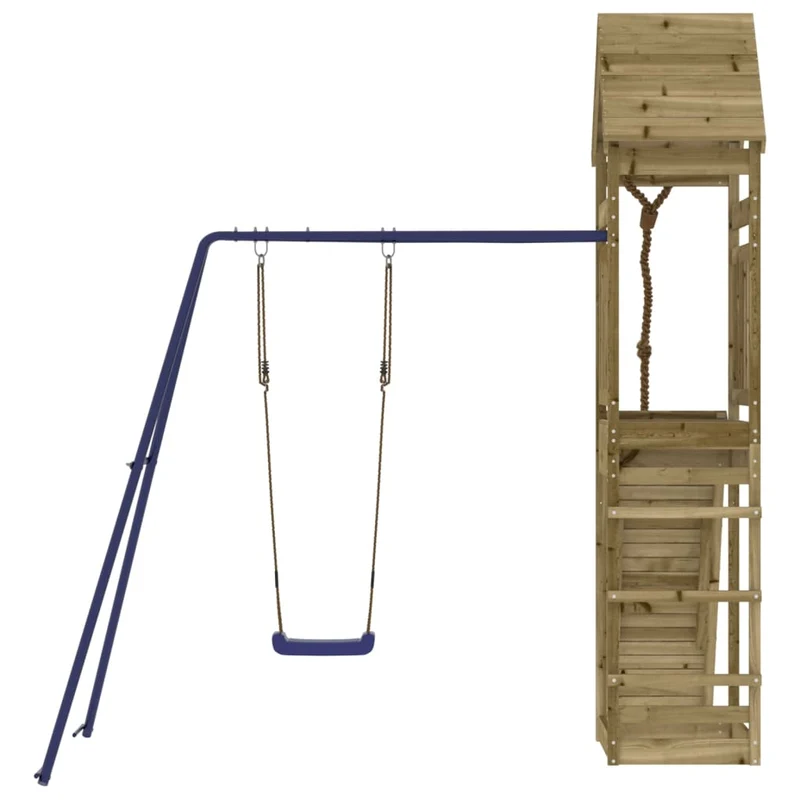Aire de jeux d'extérieur balançoires toboggan portiques robuste jeux jardin 245 x 256 x 264 cm bois de pin imprégné 02_0004696