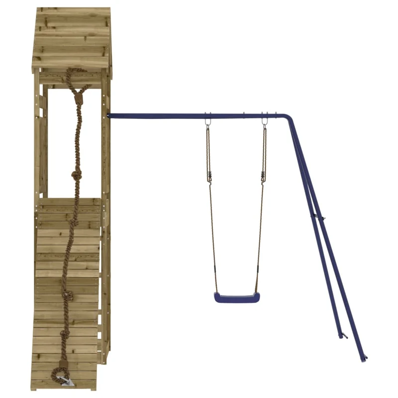 Aire de jeux d'extérieur balançoires toboggan portiques robuste jeux jardin 245 x 256 x 264 cm bois de pin imprégné 02_0004696
