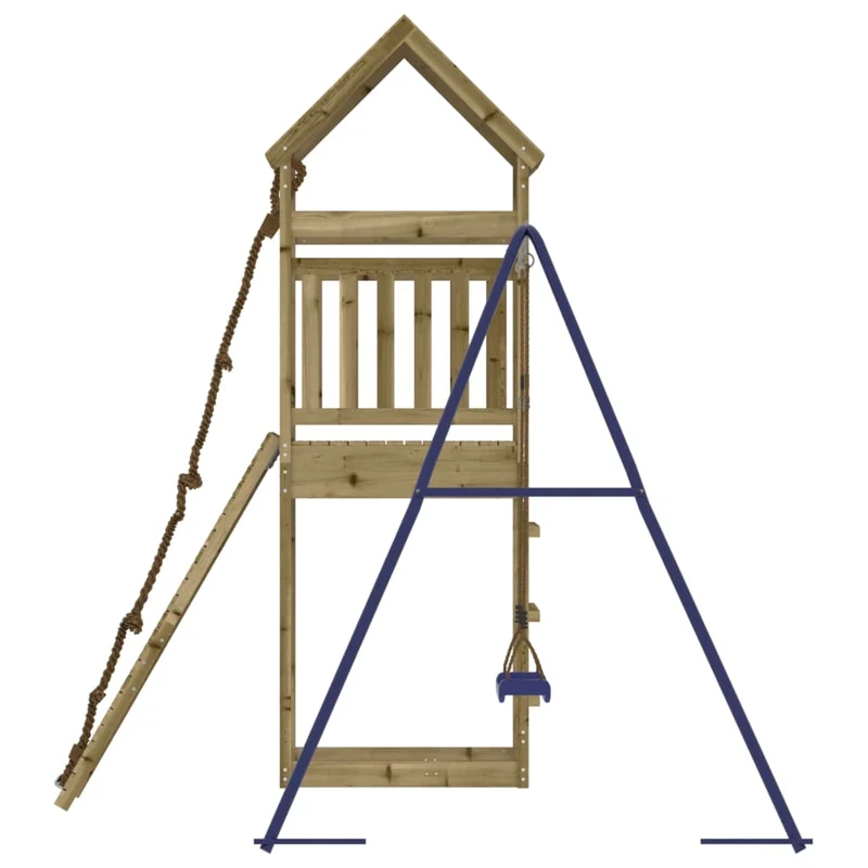 Aire de jeux d'extérieur balançoires toboggan portiques robuste jeux jardin 245 x 256 x 264 cm bois de pin imprégné 02_0004696