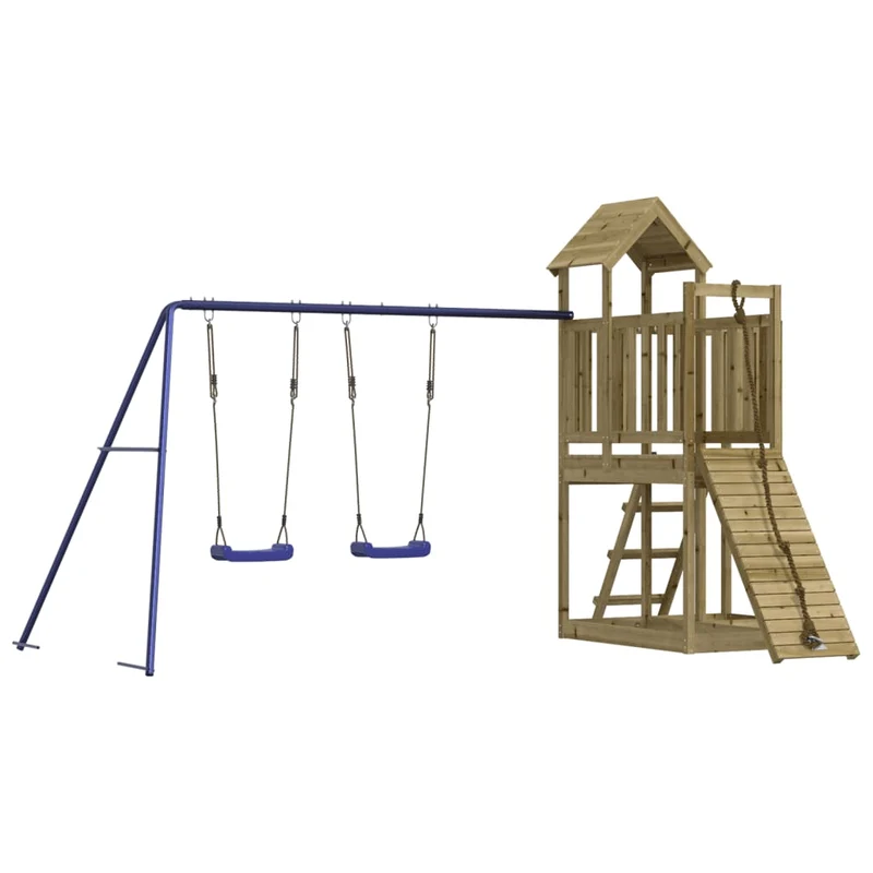 Aire de jeux d'extérieur balançoires toboggan portiques robuste jeux jardin 357 x 248 x 214 cm bois de pin imprégné 02_0004657