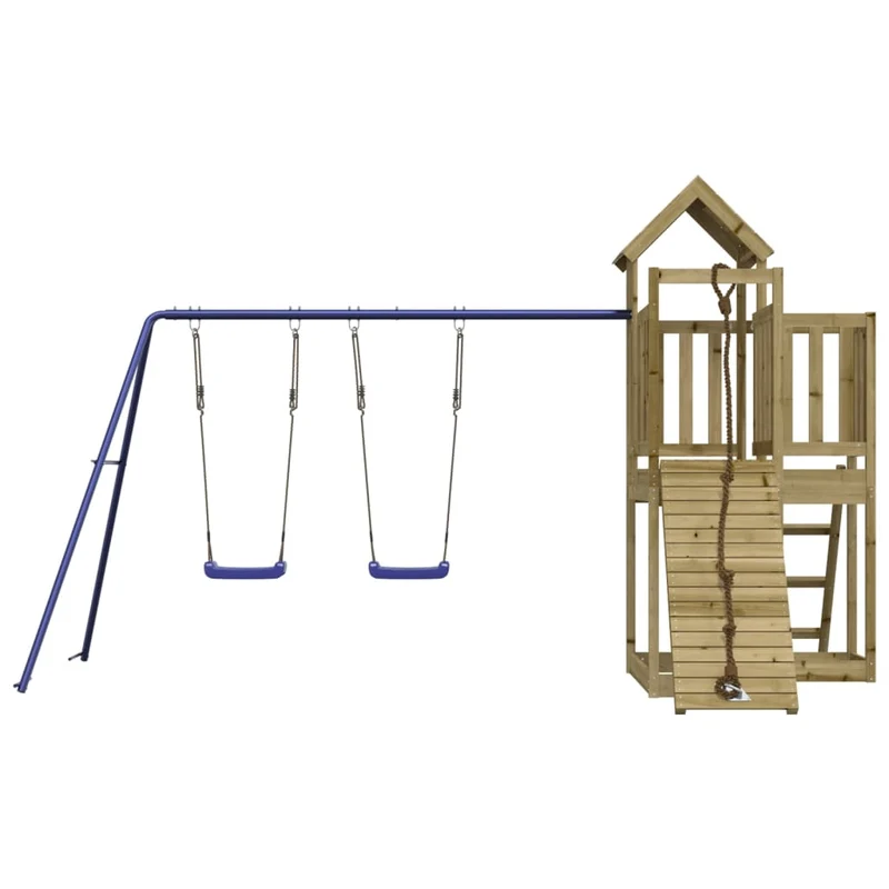 Aire de jeux d'extérieur balançoires toboggan portiques robuste jeux jardin 357 x 248 x 214 cm bois de pin imprégné 02_0004657