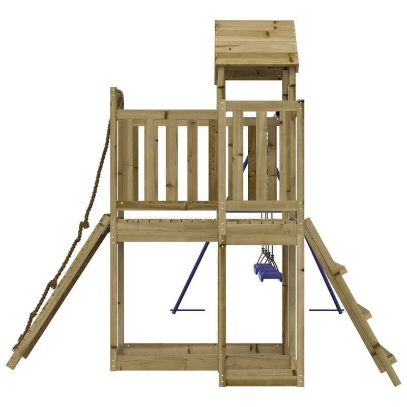 Aire de jeux d'extérieur balançoires toboggan portiques robuste jeux jardin 357 x 248 x 214 cm bois de pin imprégné 02_0004657