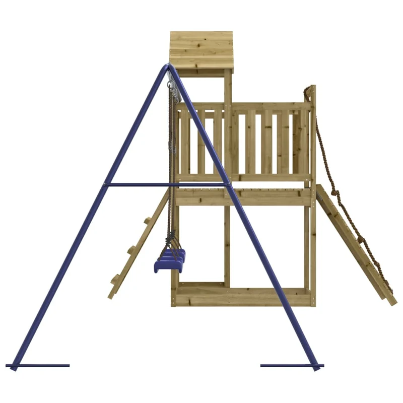 Aire de jeux d'extérieur balançoires toboggan portiques robuste jeux jardin 357 x 248 x 214 cm bois de pin imprégné 02_0004657