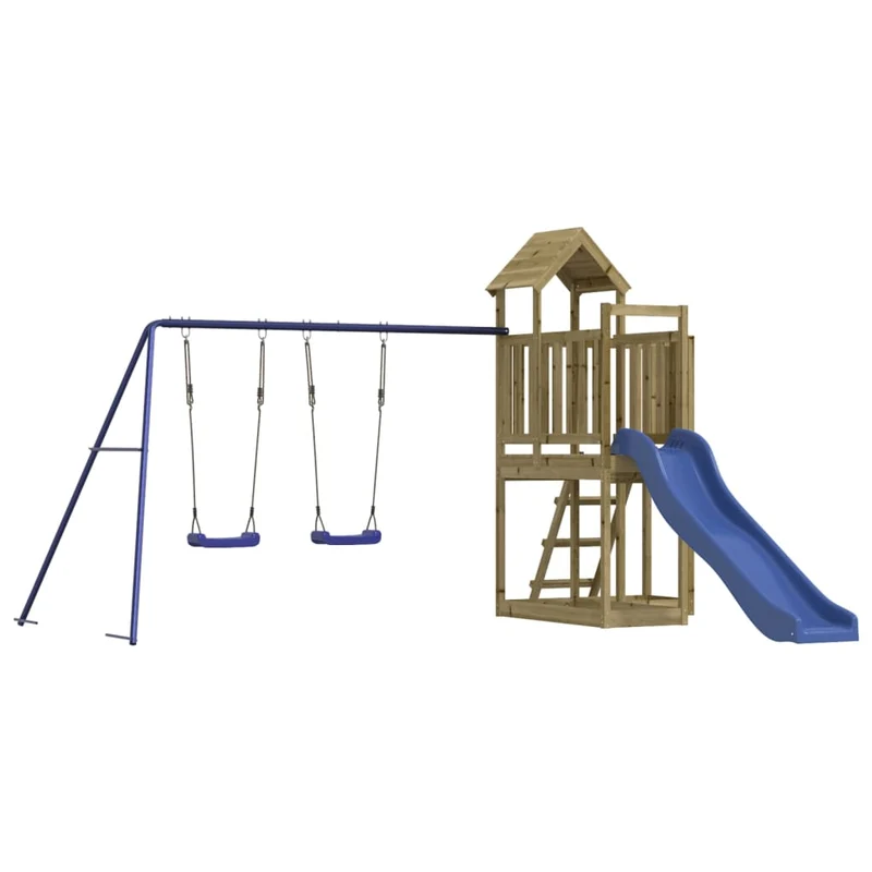 Aire de jeux d'extérieur balançoires toboggan portiques robuste jeux jardin bois de pin imprégné 02_0004652