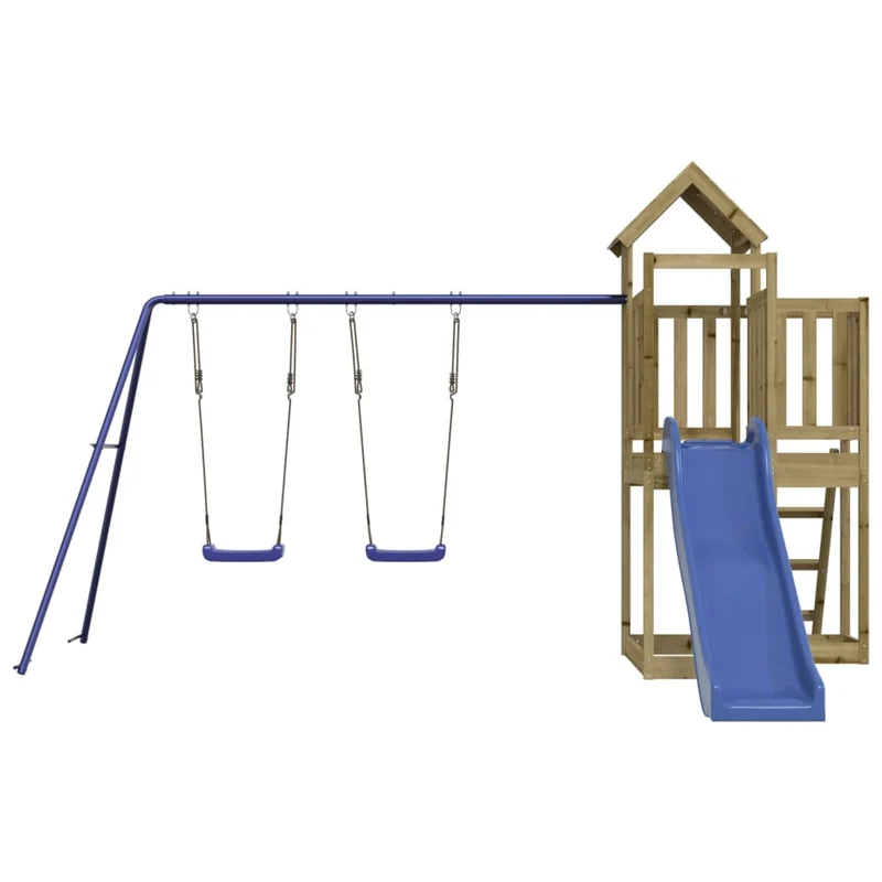 Aire de jeux d'extérieur balançoires toboggan portiques robuste jeux jardin bois de pin imprégné 02_0004652