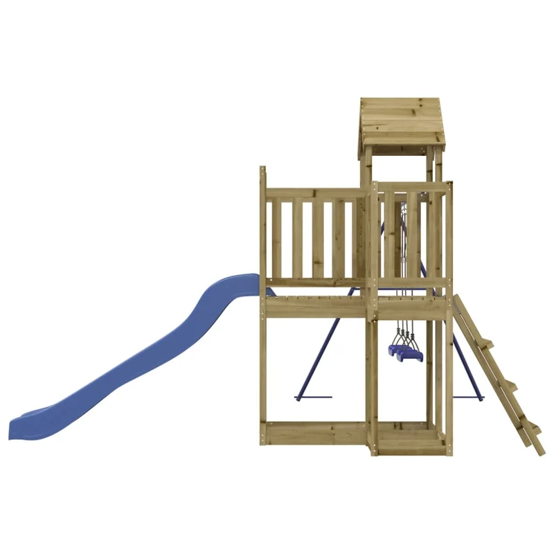 Aire de jeux d'extérieur balançoires toboggan portiques robuste jeux jardin bois de pin imprégné 02_0004652