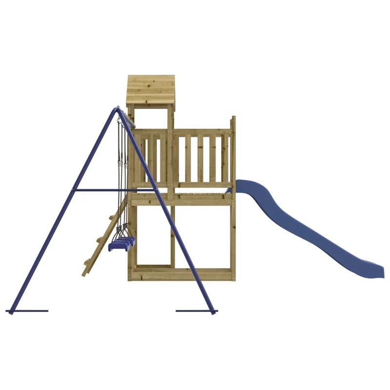 Aire de jeux d'extérieur balançoires toboggan portiques robuste jeux jardin bois de pin imprégné 02_0004652