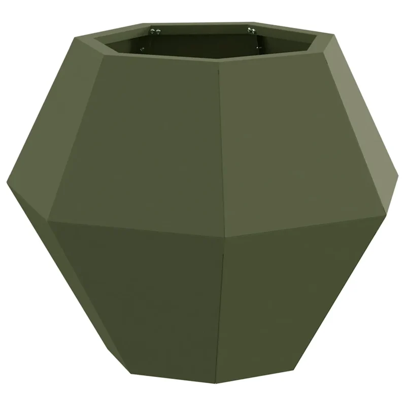 Jardinière rectangulaire extérieure 50 x 50 x 40 cm durable style chic en acier vert olive 02_0053124