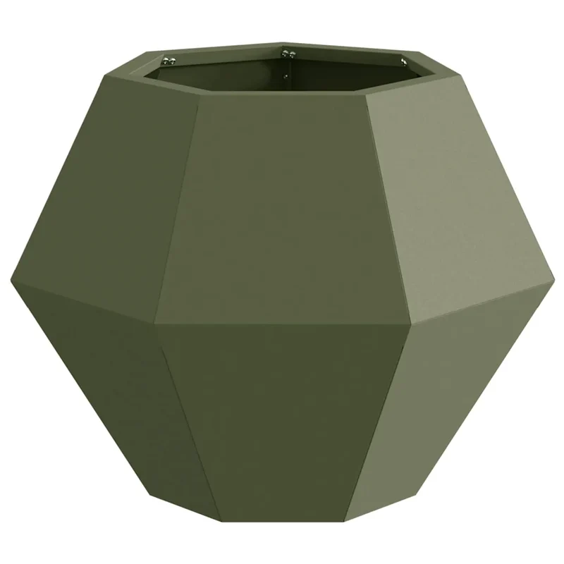 Jardinière rectangulaire extérieure 50 x 50 x 40 cm durable style chic en acier vert olive 02_0053124