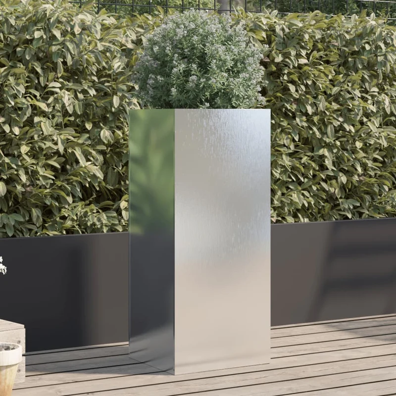 Jardinière bac lit surélevé plantes fleurs terrasse jardin argenté 32 x 29 x 75 cm acier inoxydable Argent 02_0038063
