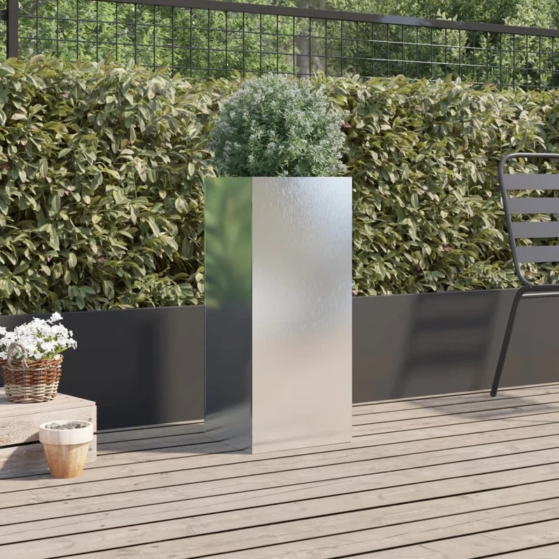 Jardinière bac lit surélevé plantes fleurs terrasse jardin argenté 32 x 29 x 75 cm acier inoxydable Argent 02_0038063