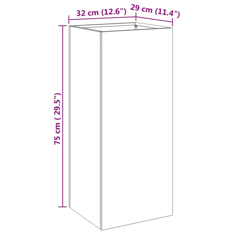 Jardinière bac lit surélevé plantes fleurs terrasse jardin argenté 32 x 29 x 75 cm acier inoxydable Argent 02_0038063