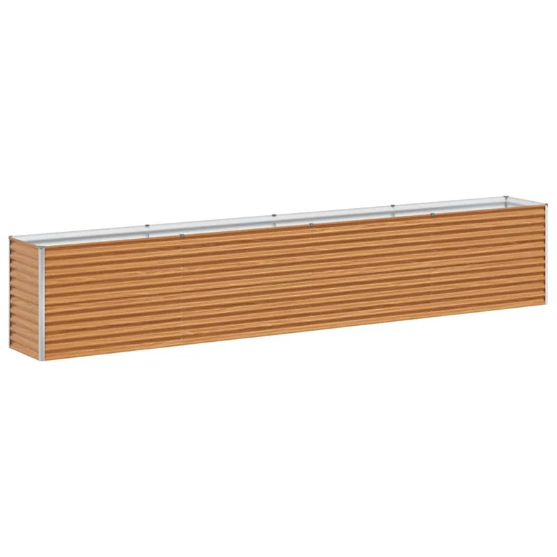 Jardinière surélevée design industriel 390 x 50 x 68 cm résistant aux intempéries facile à entretenir en acier galvanisé marron clair 02_0059042