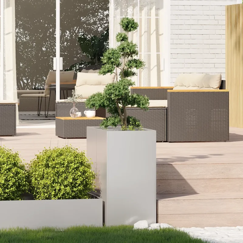 Jardinière design moderne jardin balcon 40 x 80 x 80 cm avec fond ouvert en acier inoxydable 02_0051560