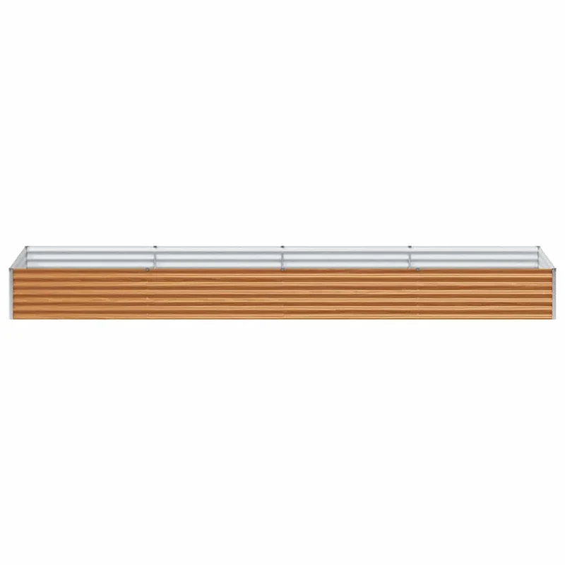 Jardinière surélevée design industriel extérieur 390 x 100 x 36 cm drainage optimal en acier galvanisé marron clair 02_0059048
