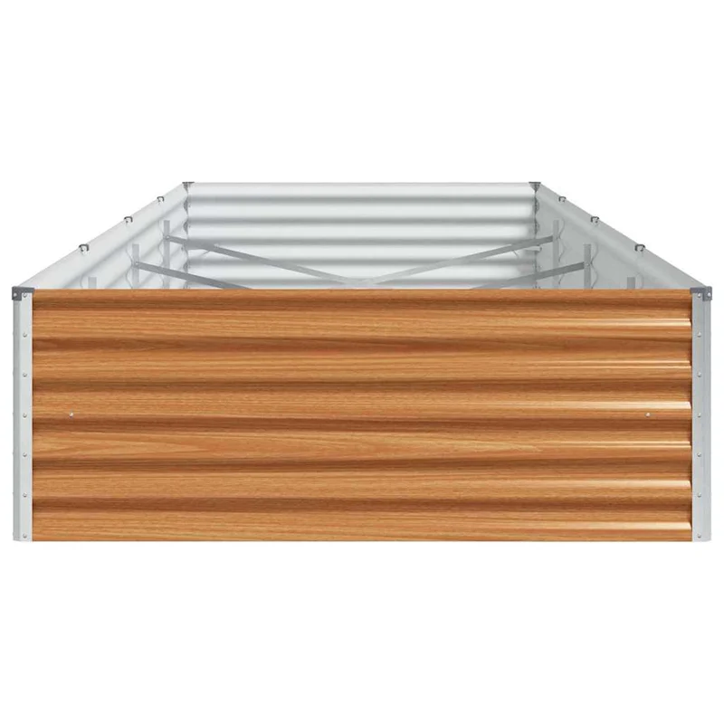 Jardinière surélevée design industriel extérieur 390 x 100 x 36 cm drainage optimal en acier galvanisé marron clair 02_0059048