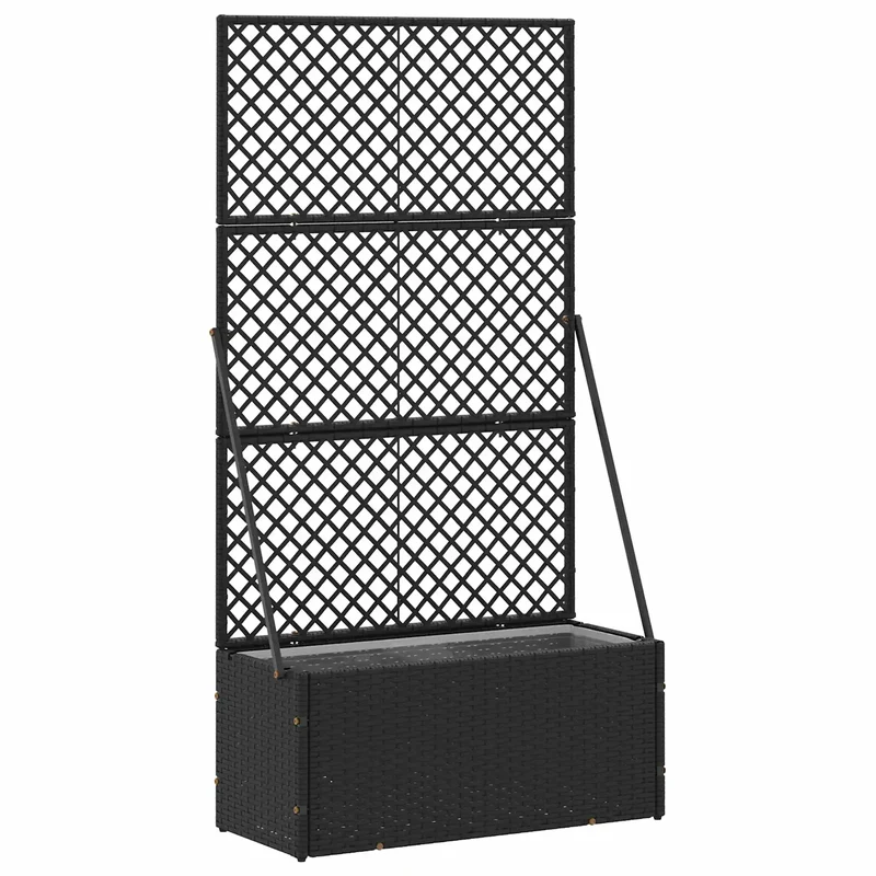 Cache-pot de jardin rectangulaire moderne forme pratique 70 x 30 x 135 cm en métal noir 02_0047451