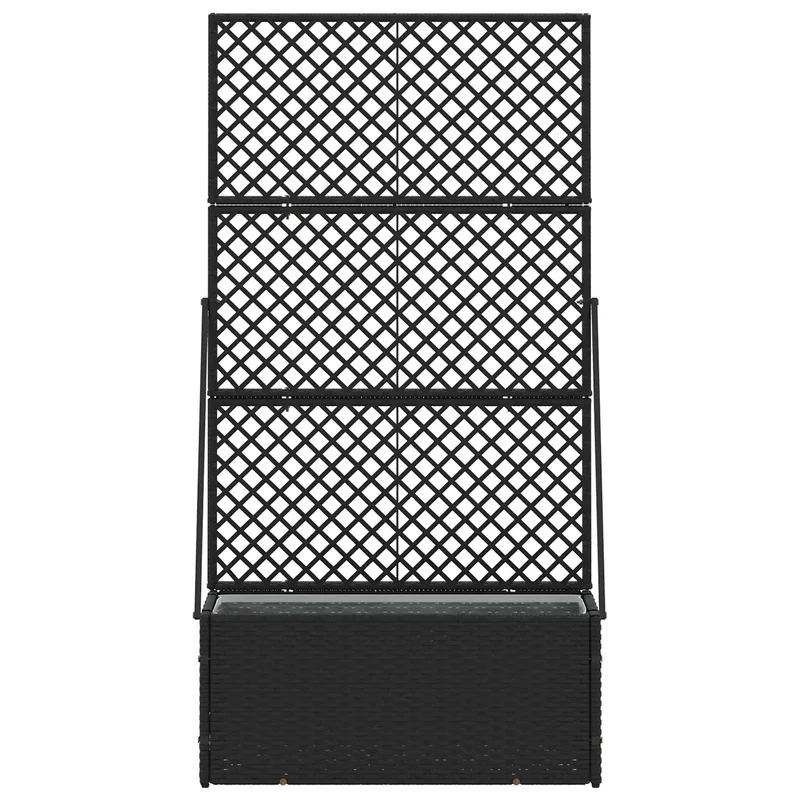 Cache-pot de jardin rectangulaire moderne forme pratique 70 x 30 x 135 cm en métal noir 02_0047451