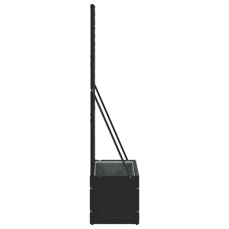 Cache-pot de jardin rectangulaire moderne forme pratique 70 x 30 x 135 cm en métal noir 02_0047451
