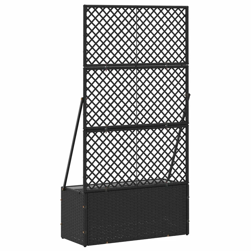 Cache-pot de jardin rectangulaire moderne forme pratique 70 x 30 x 135 cm en métal noir 02_0047451