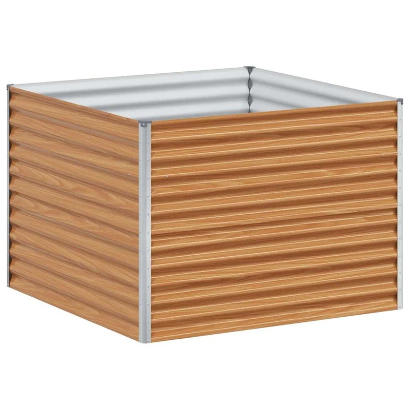 Jardinière surélevée extérieure 98 x 100 x 68 cm drainage optimal style industriel en acier galvanisé marron clair 02_0059053