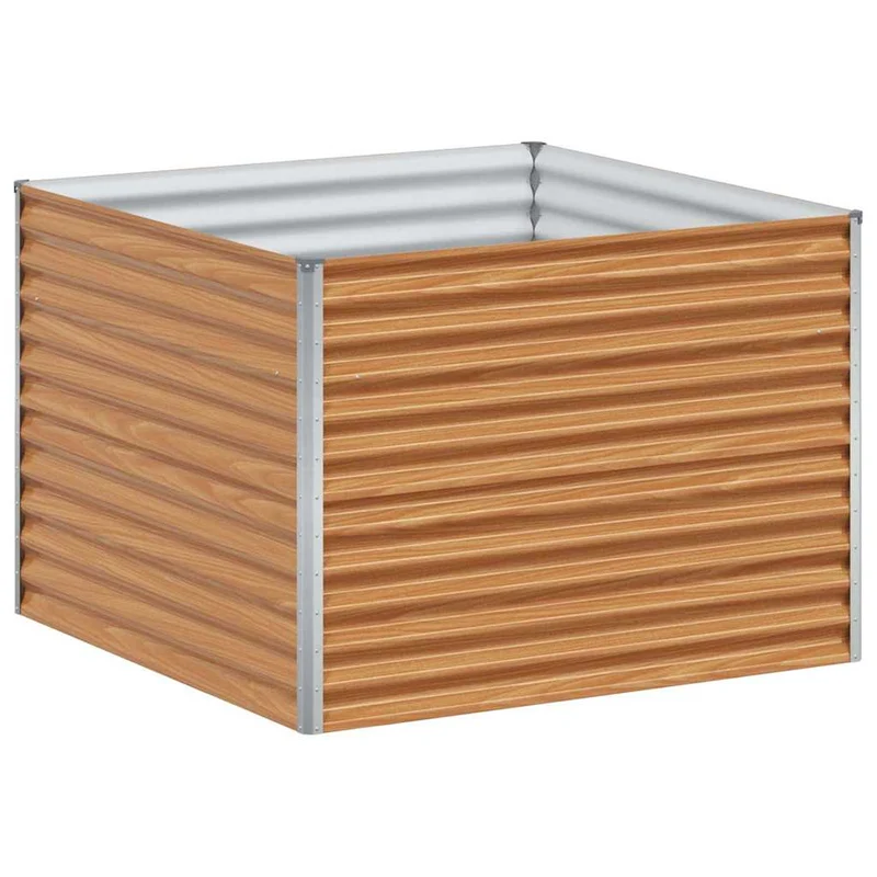 Jardinière surélevée extérieure 98 x 100 x 68 cm drainage optimal style industriel en acier galvanisé marron clair 02_0059053