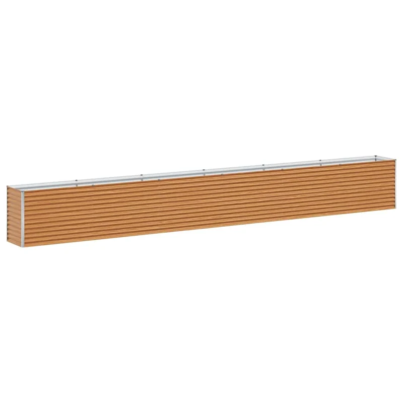 Jardinière surélevée design industriel extérieur 582 x 50 x 68 cm drainage optimal en acier galvanisé marron clair 02_0059044