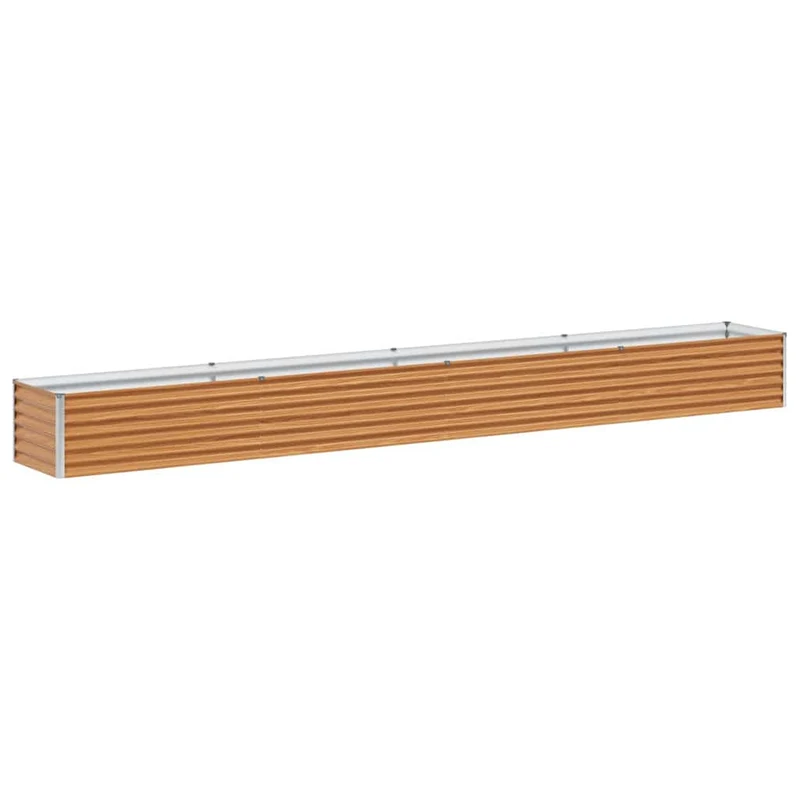 Jardinière surélevée industrielle style contemporain 390 x 50 x 36 cm en acier galvanisé marron clair 02_0059033