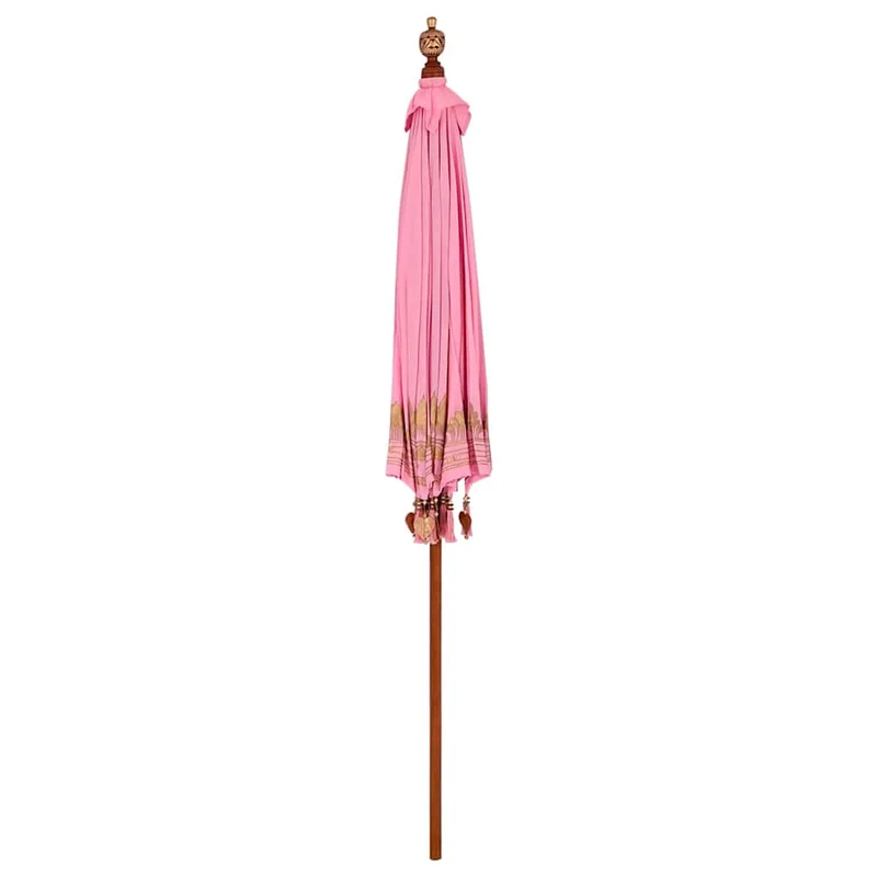 Parasol balinais rond 215 x 215 x 260 cm ambiance tropicale style artisanal en coton rose 02_0058824
