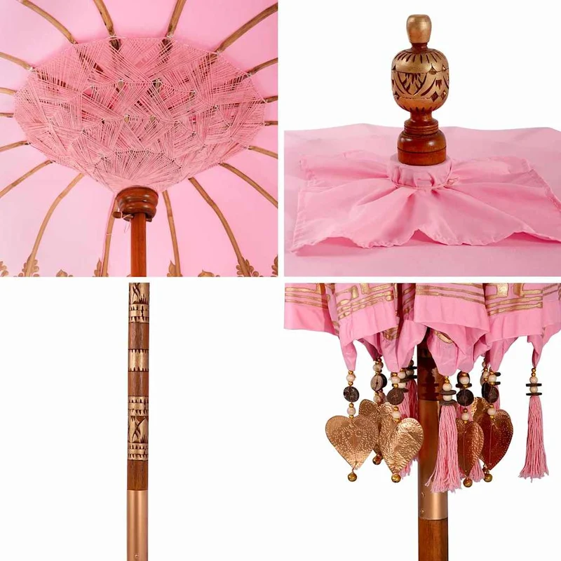 Parasol balinais rond 215 x 215 x 260 cm ambiance tropicale style artisanal en coton rose 02_0058824