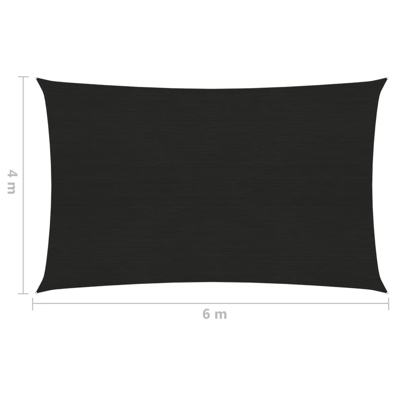 Voile toile d'ombrage parasol 160 g/m² 4 x 6 m PEHD noir 02_0009216