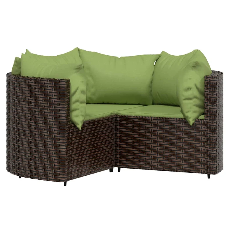 Salon de jardin meuble d'extérieur ensemble de mobilier 4 pièces avec coussins marron résine tressée 02_0016157