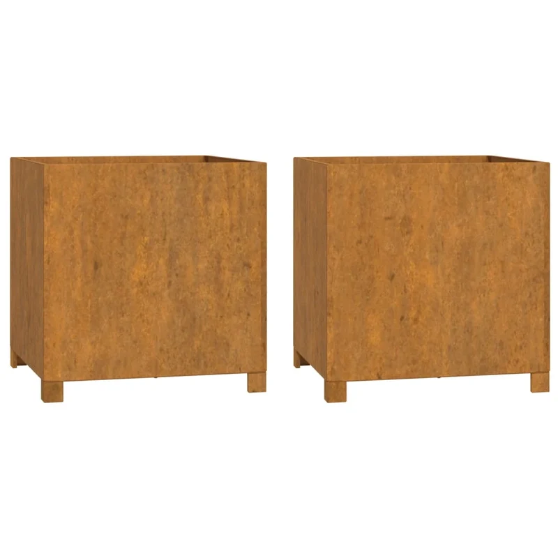Jardinière bac lit surélevé plantes fleurs jardin terrasses avec pieds lot de 2 Rouillé 49 x 47 x 50 cm acier corten marron 02_0038878
