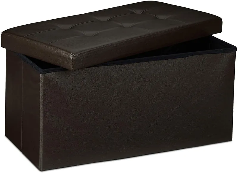Tabouret pliant synthétique pouf pliable 76 cm marron 13_0002808