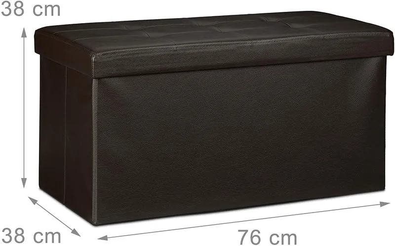 Tabouret pliant synthétique pouf pliable 76 cm marron 13_0002808