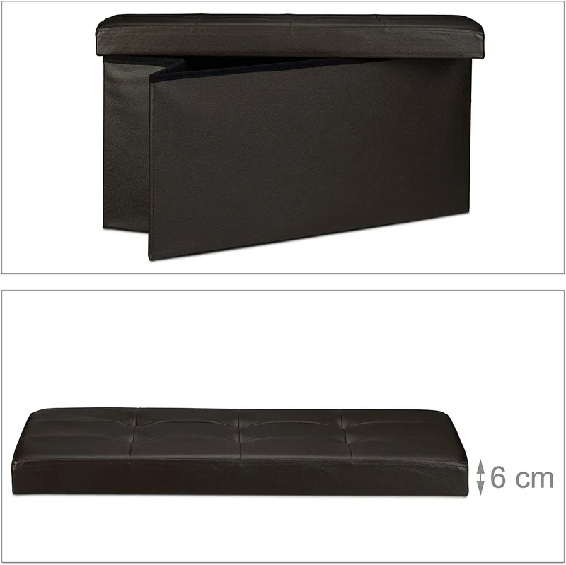 Tabouret pliant synthétique pouf pliable 76 cm marron 13_0002808