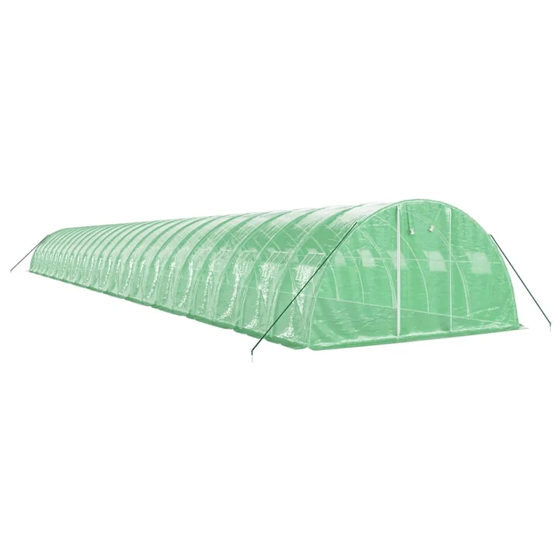 Serre tente abri plante fleur légumes avec cadre en acier 96 m² 24 x 4 x 2 m vert 02_0044646