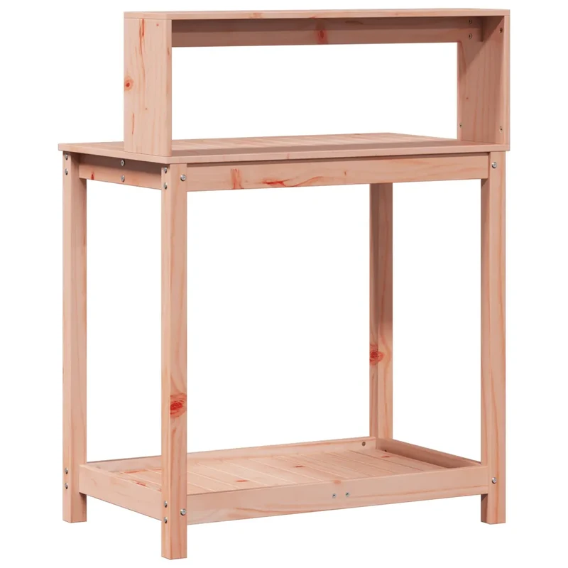 Table de rempotage en bois massif douglas avec étagères 82,5 x 50 x 109,5 cm robuste moderne en bois naturel 02_0049245
