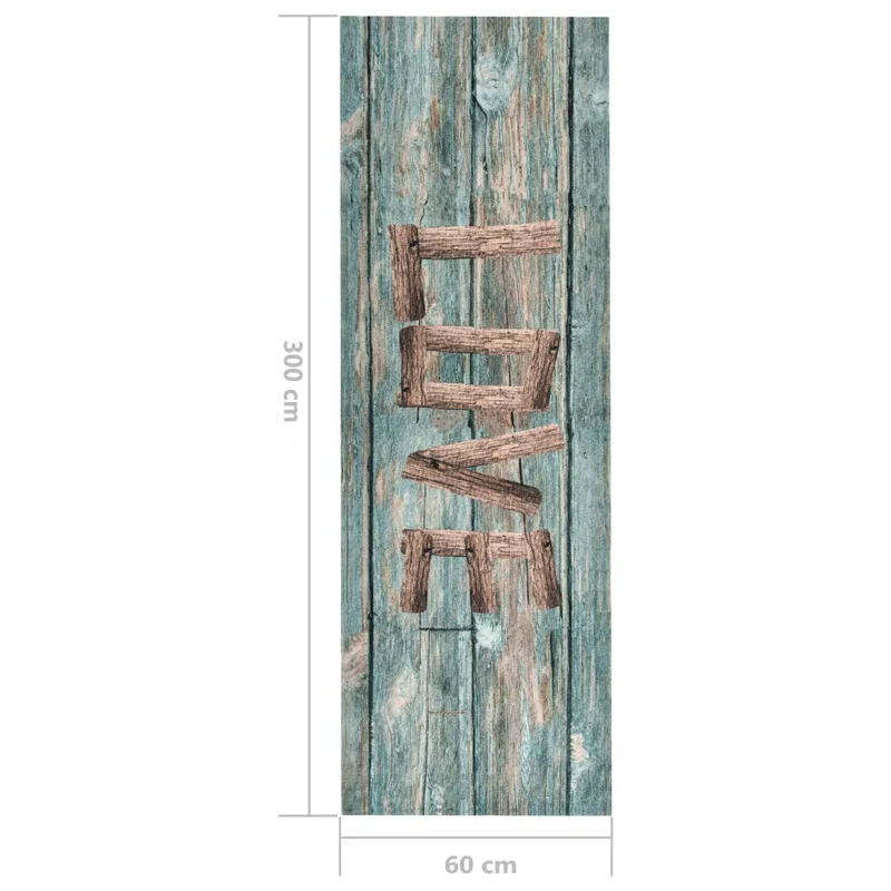 Tapis rectangulaire lavable 60 x 300 cm antidérapant doux rétro cuisine couloir en polyamide gris 02_0046520